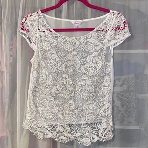 Candie’s | Crochet Floral Sheer Layering Crop Top